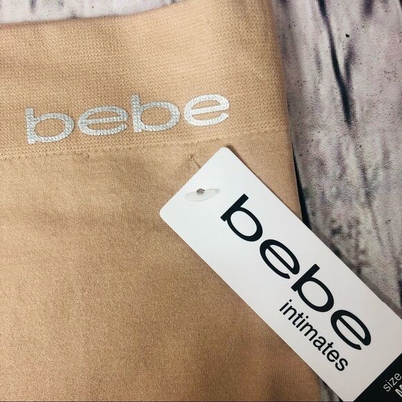 Bebe Intimates Bike Slip Shorts Pack New Nude Beige with Logo M - Picture 2 of 5